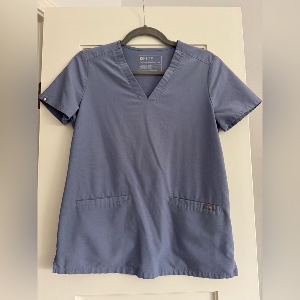 Figs Blue Scrub Top